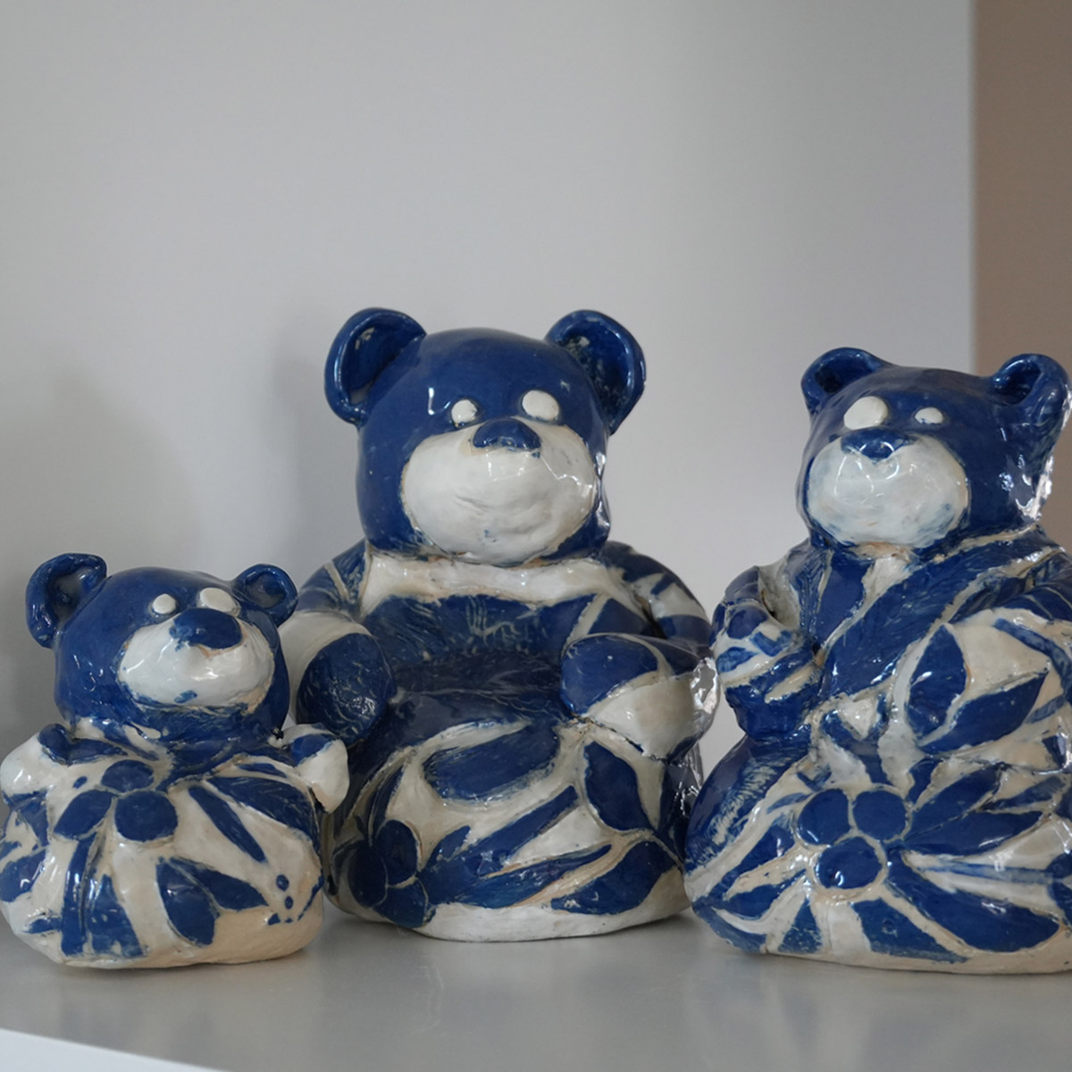 Student sculpture titled "The Bearstain Bears"