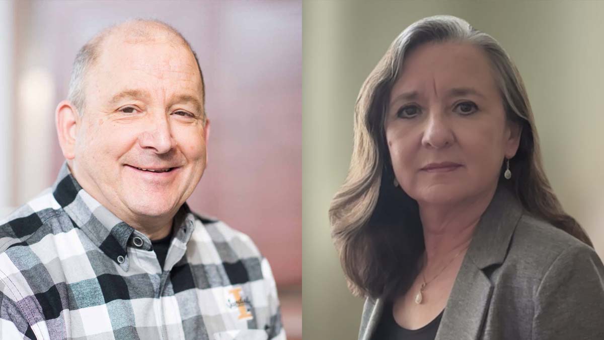Portraits of a man and woman.