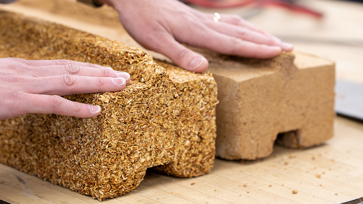 Closeup of techno log blocks.